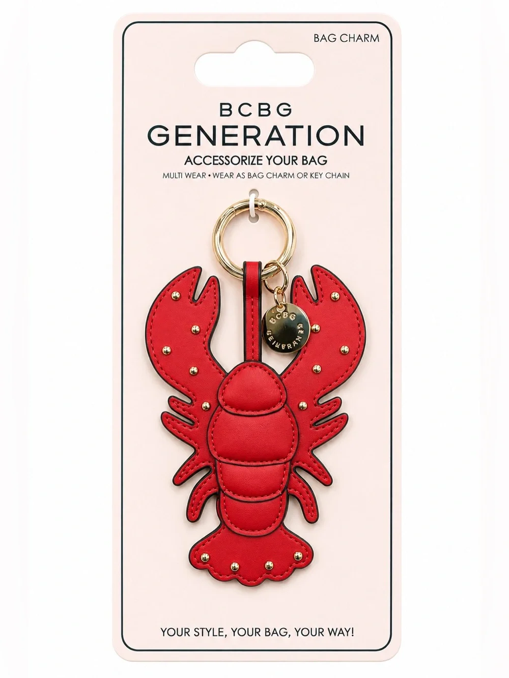 BCBGeneration Red Lobster Keychain Bag Charm with Gold Hardware